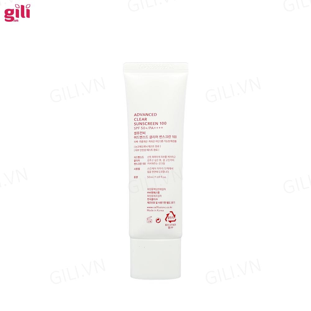 Kem chống nắng Cell Fusion C Advanced Clear SPF 50+/PA++++ chính hãng