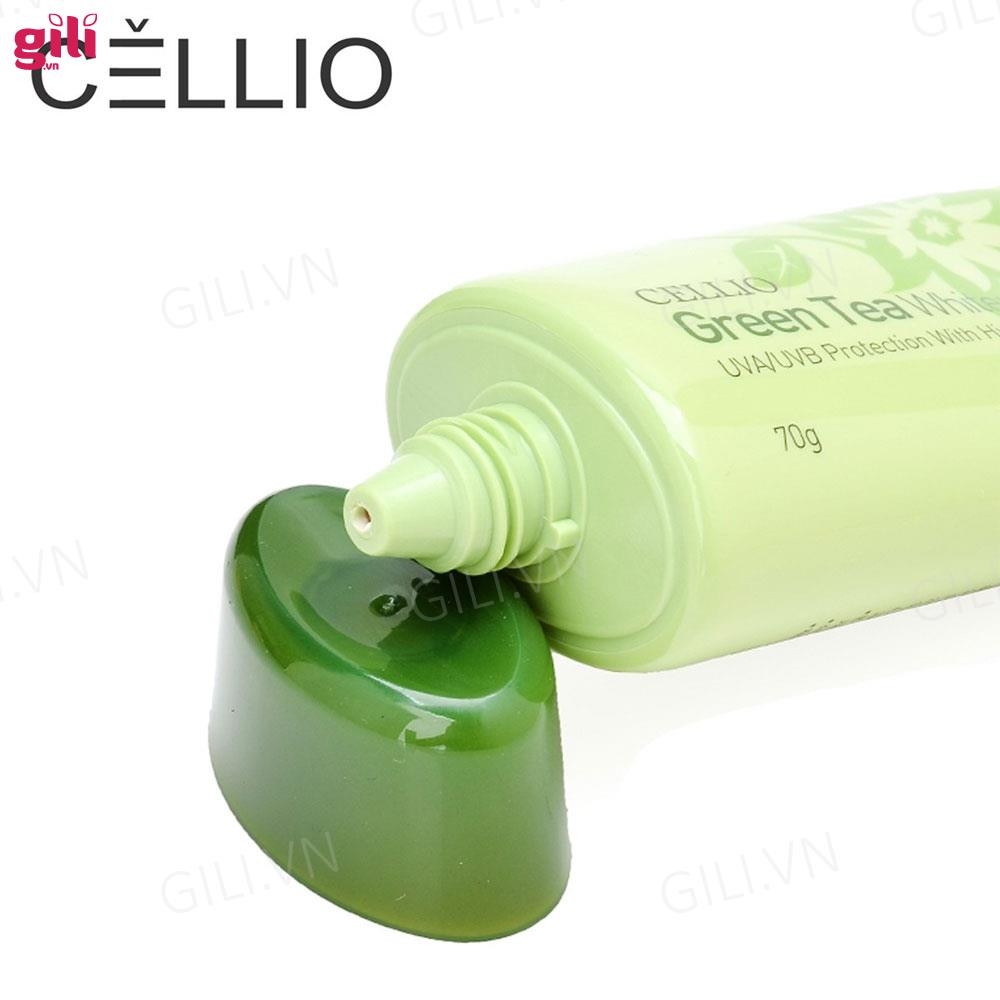 Kem chống nắng Cellio Green Tea Whitening Sun Cream 70gr chính hãng