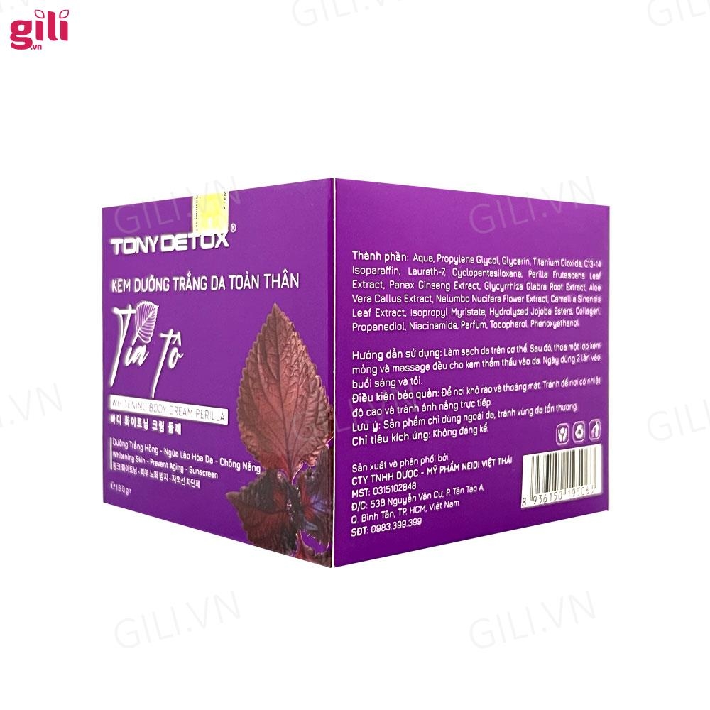 Kem dưỡng trắng da Body Tía Tô Tony Detox 180gr chính hãng