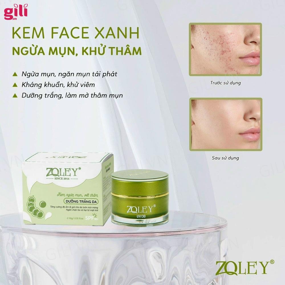 Kem ngừa mụn mờ thâm Zoley Acne Melasma SPF30+ xanh 10gr chính hãng