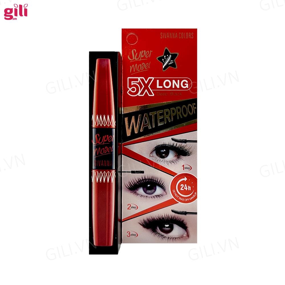 Mascara Sivanna Supermodel 5X Long Waterproof 6ml chính hãng