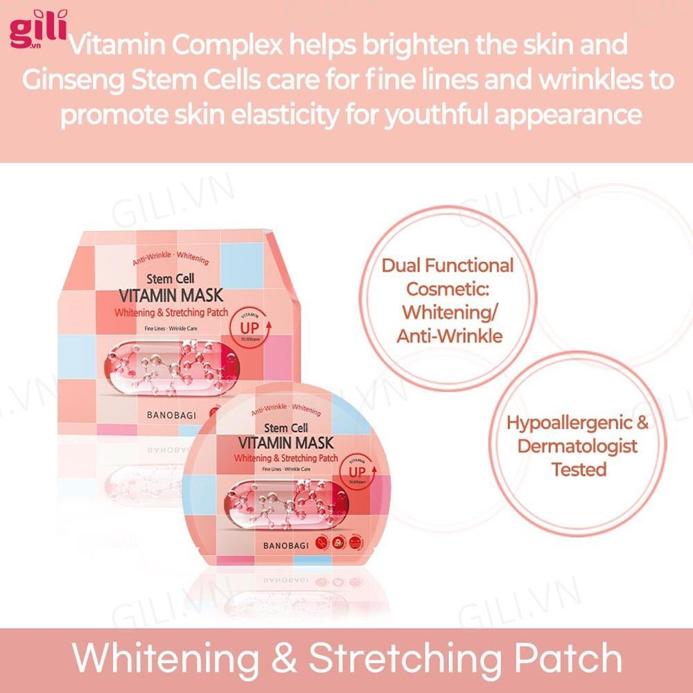 Mặt nạ Banobagi Stem Cell Whitening & Stretching Patch set 10 miếng chính hãng