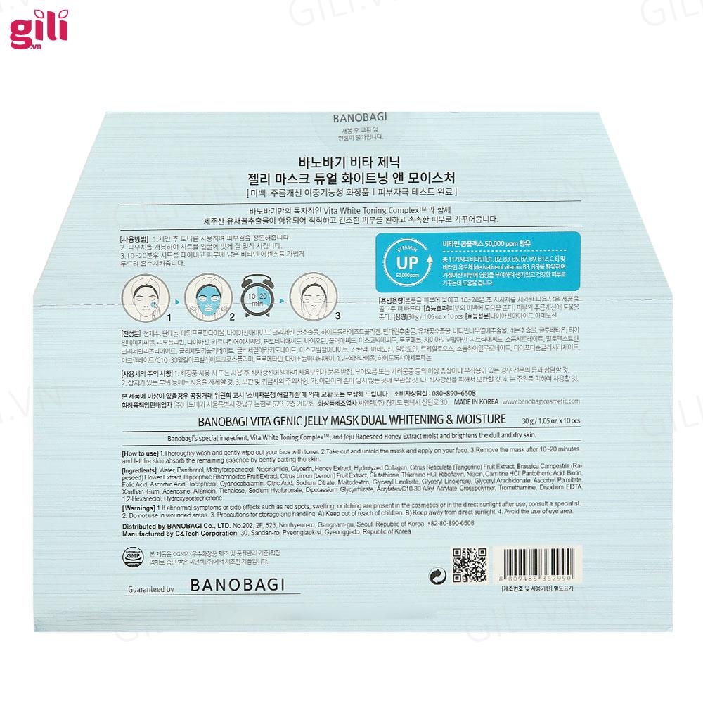 Mặt nạ Banobagi Genic Mask Whitening Moisture set 10 miếng chính hãng