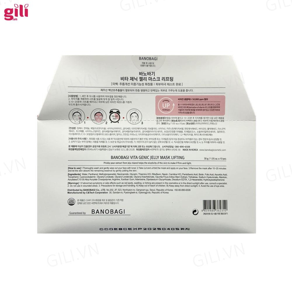 Mặt nạ Banobagi Genic Jelly Mask Vitamin A Đỏ set 10 miếng chính hãng