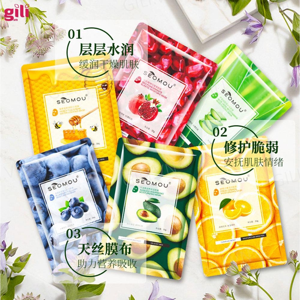 Mặt nạ dưỡng da trái cây Seomou set 10 miếng chính hãng