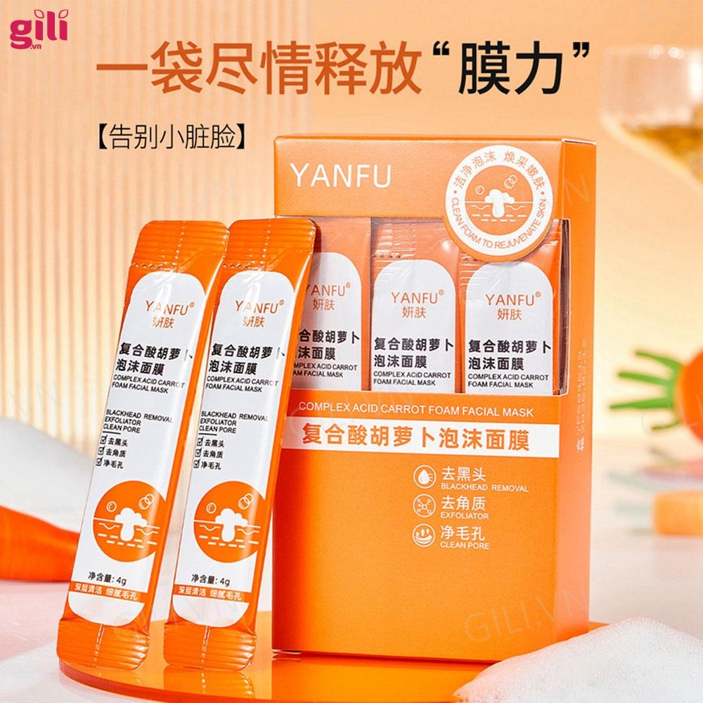 Mặt nạ sủi bọt thải độc cà rốt Yanfu hộp 12 gói chính hãng