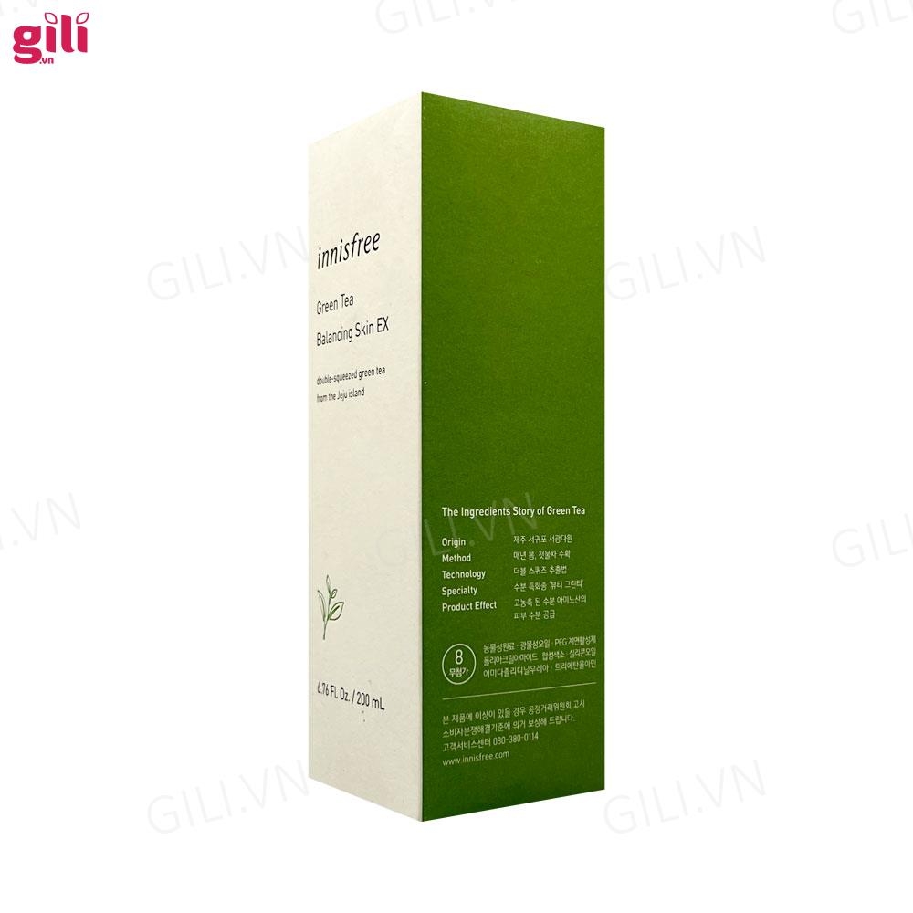 Nước hoa hồng Innisfree Green Tea Balancing Skin EX 200ml chính hãng