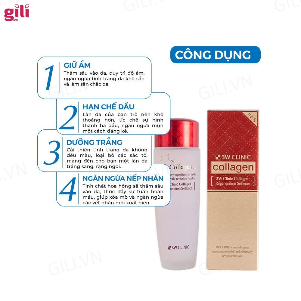 Nước hoa hồng 3W Clinic Collagen Regeneration Softener chính hãng