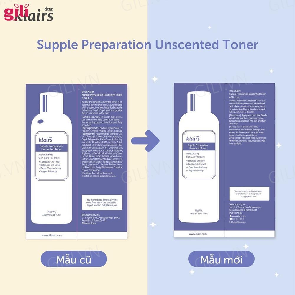 Nước hoa hồng Klairs Supple Preparation Unscented Toner chính hãng