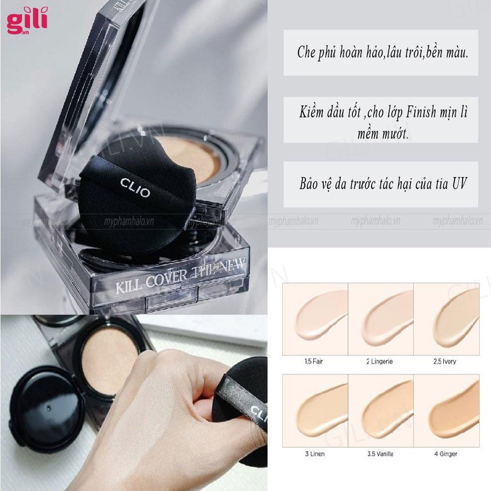 Phấn nước Clio Kill Cover Founwear All New tặng lõi 15gr chính hãng