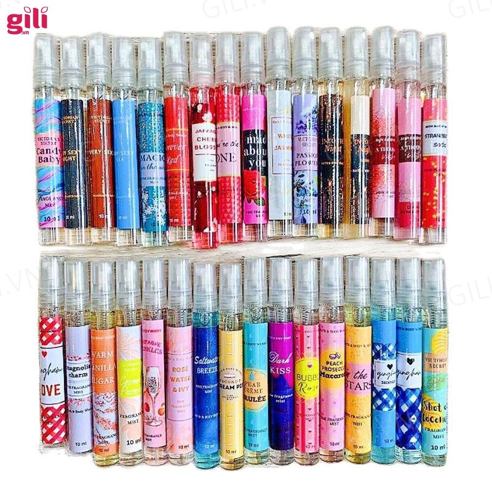 Set nước hoa Bath & Body Works Body Mist 10ml 10 ống chính hãng