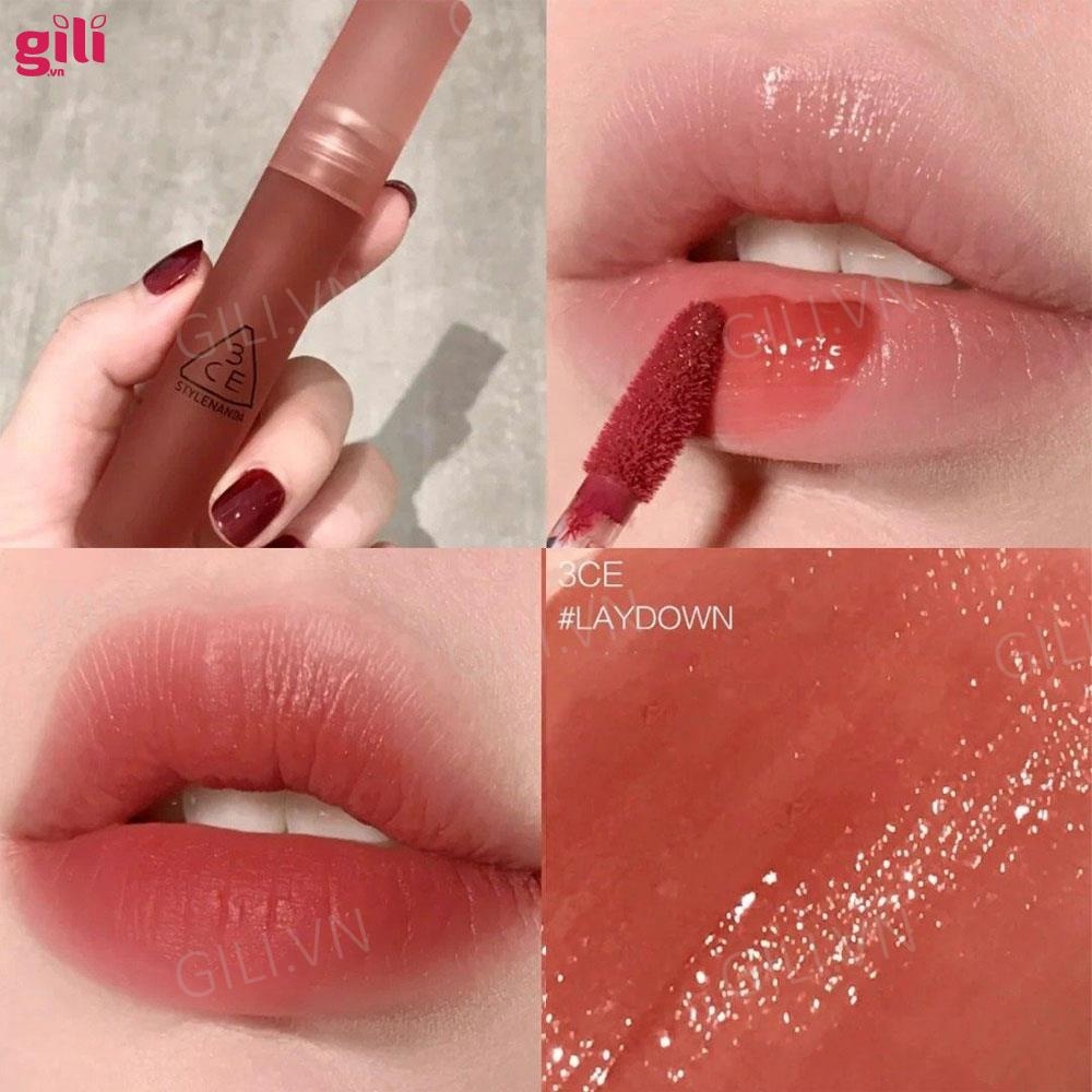 Son kem 3CE Blur Water Tint Laydown 4.6g - hồng đào trầm chính hãng.