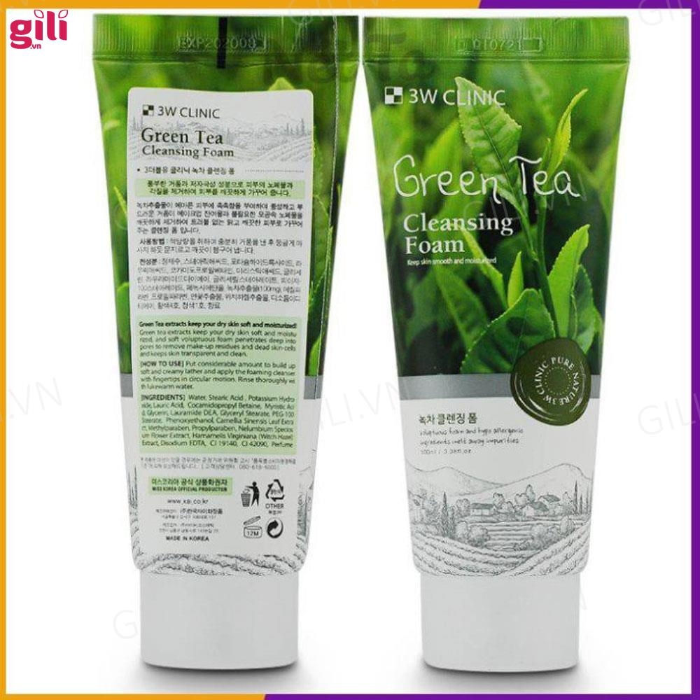 Sữa rửa mặt 3W Clinic Green Tea Cleansing Foam 100ml chính hãng