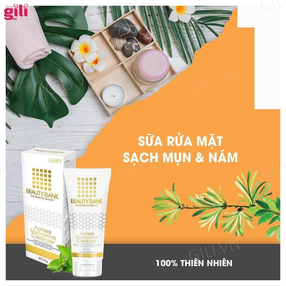 Sữa rửa mặt ngừa mụn Beauty Bank Acne & Melasma 60gr chính hãng