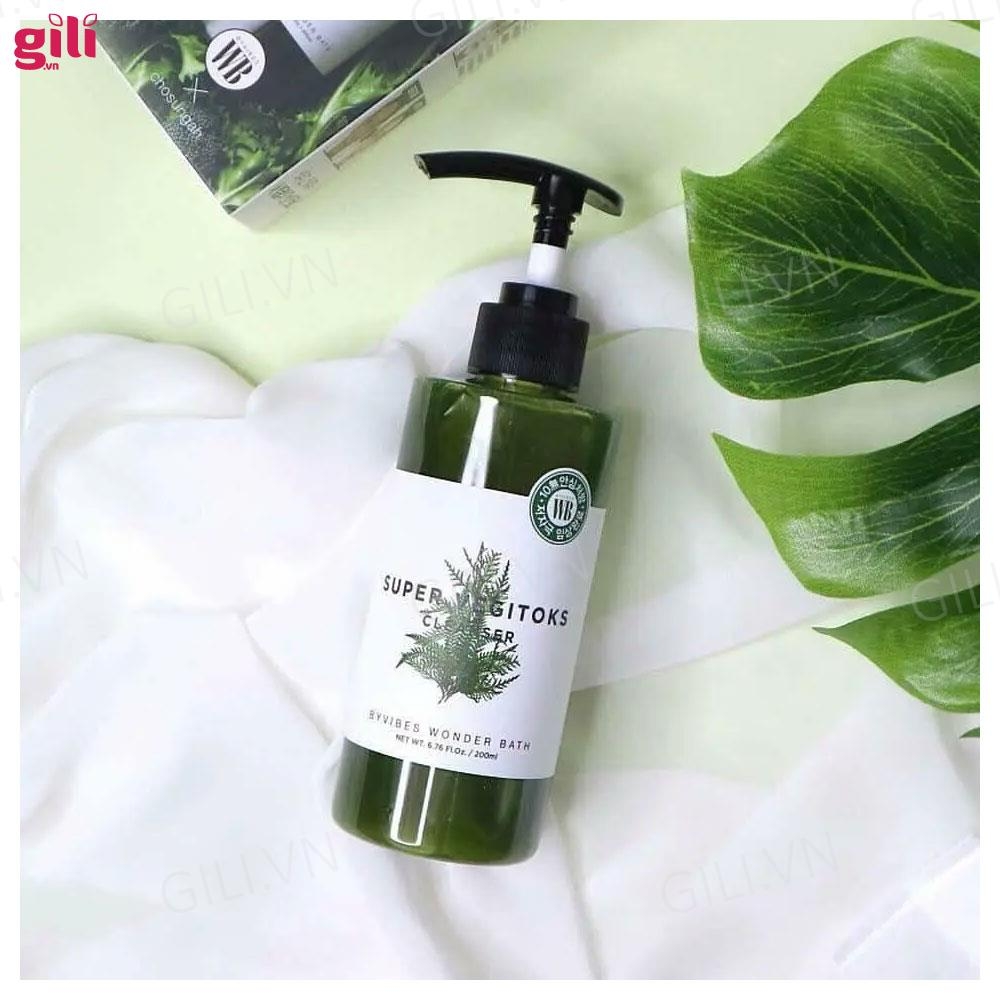 Sữa rửa mặt Wonder Bath Super Vegitoks Cleanser 300ml xanh chính hãng