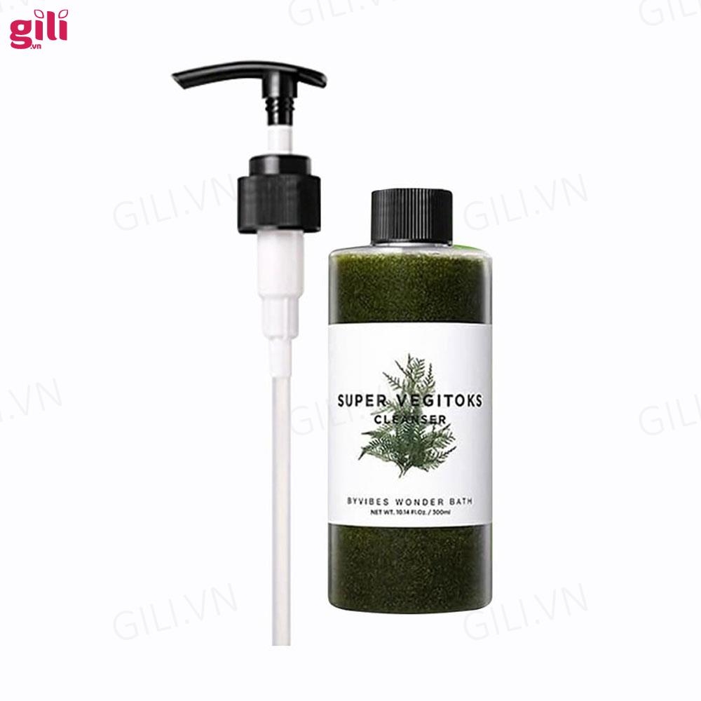 Sữa rửa mặt Wonder Bath Super Vegitoks Cleanser 300ml xanh chính hãng