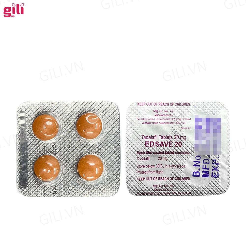 Tăng cường sinh lý nam Ed Save 20mg hộp 4 viên chính hãng