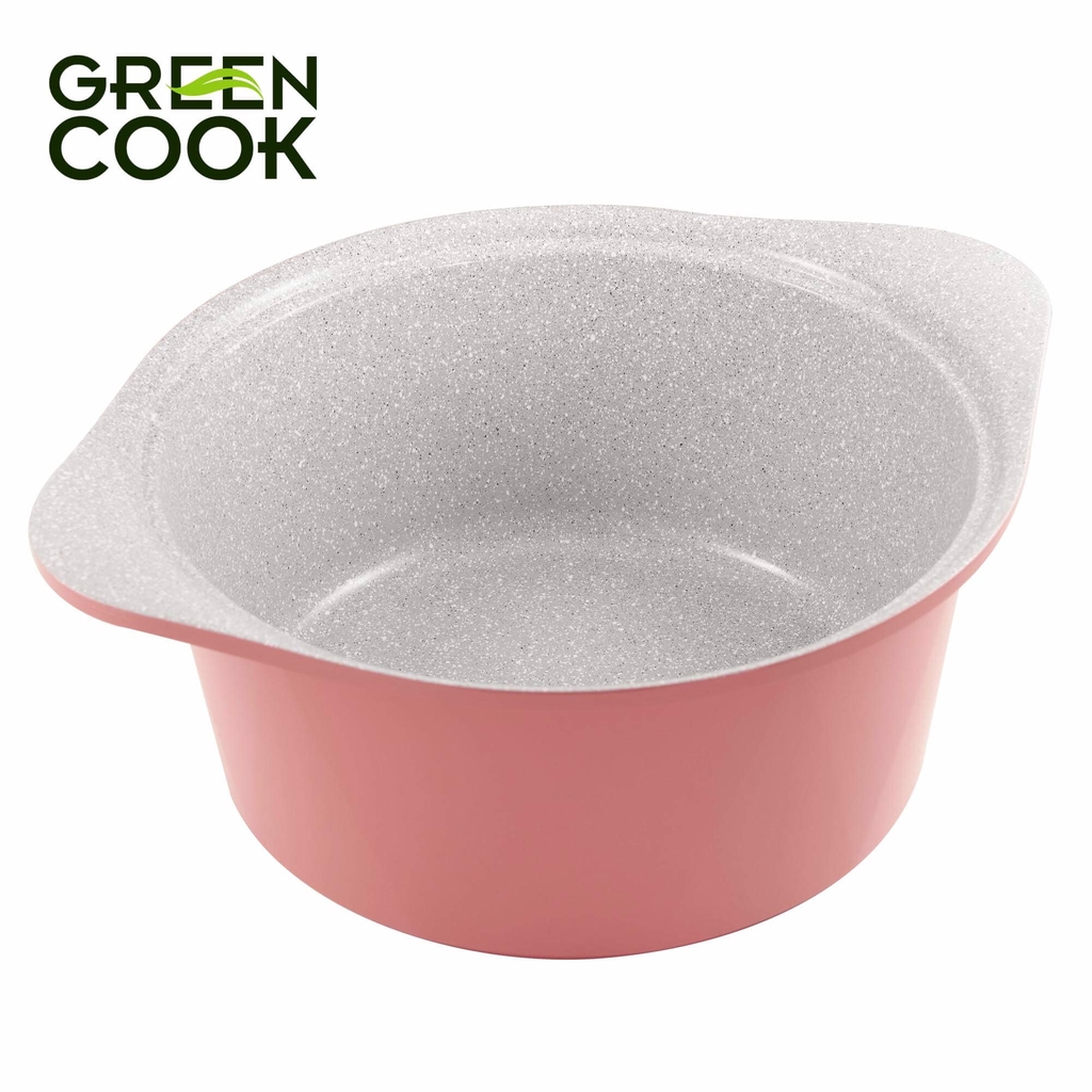 Bộ nồi đúc chống dính Ceramic vân đá, bộ nồi chống dính bếp từ vân đá Green Cook GCS02 Size 18 - 20 - 24