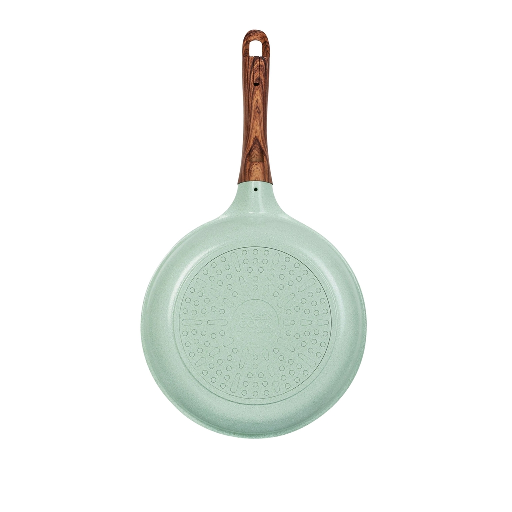 Chảo chống dính  đúc đáy từ men đá ceramic xanh ngọc Green Cook GCP06 size 20-24-26-28 cm công nghệ Hàn Quốc