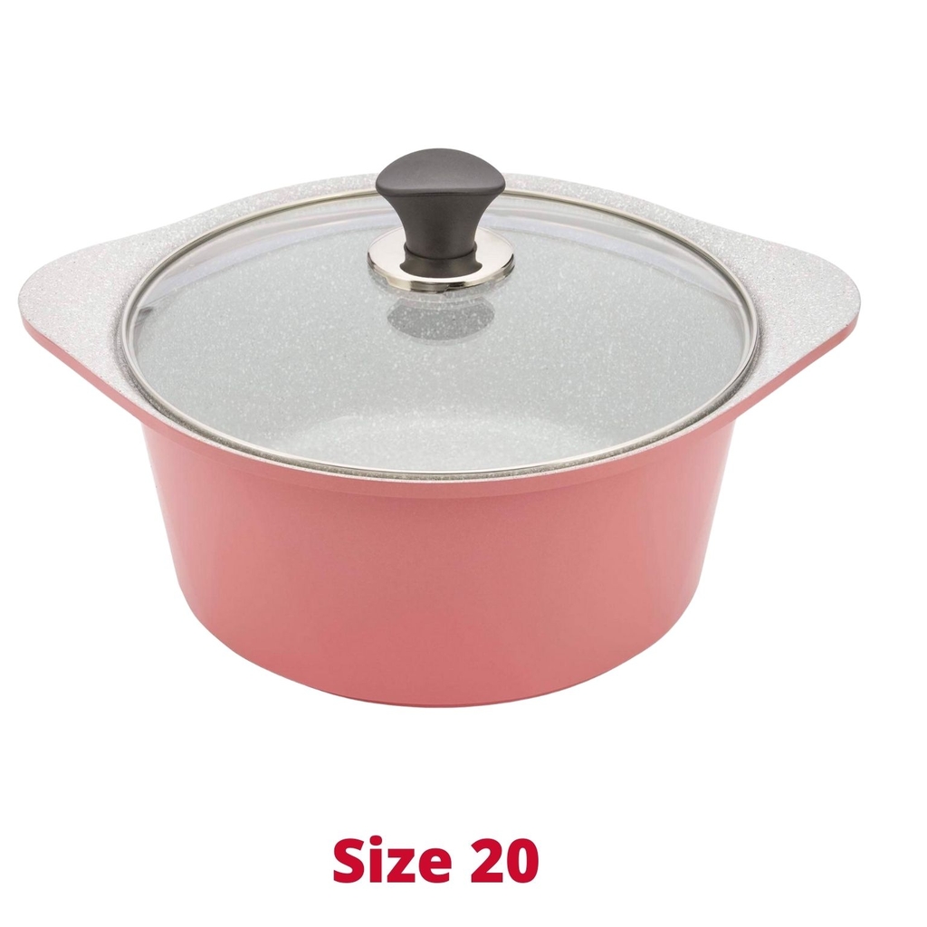 Bộ nồi đúc chống dính Ceramic vân đá, bộ nồi chống dính bếp từ vân đá Green Cook GCS02 Size 18 - 20 - 24