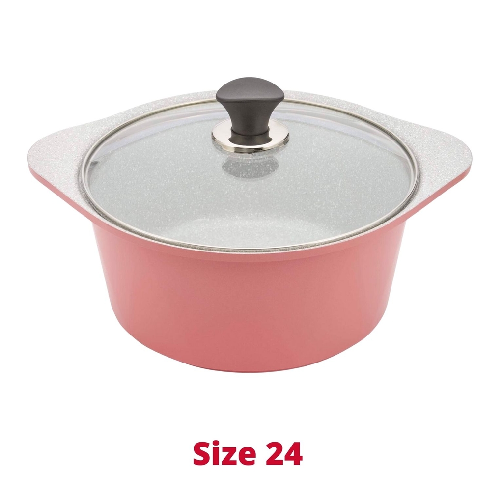 Bộ nồi đúc chống dính Ceramic vân đá, bộ nồi chống dính bếp từ vân đá Green Cook GCS02 Size 18 - 20 - 24