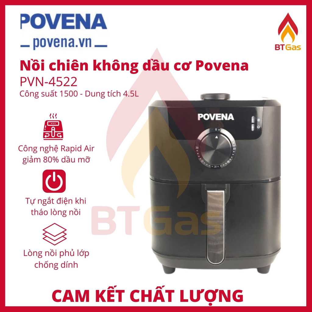 Nồi Chiên Không Dầu Cơ 4.5L POVENA PVN-4522 / Hàng Việt Nam Chất Lượng Cao