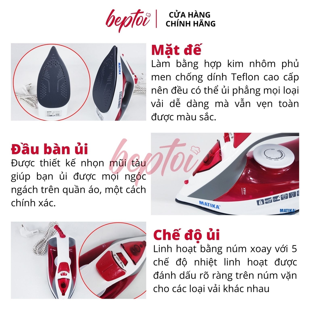 Bàn ủi hơi nước 1600W Matika MTK-2916