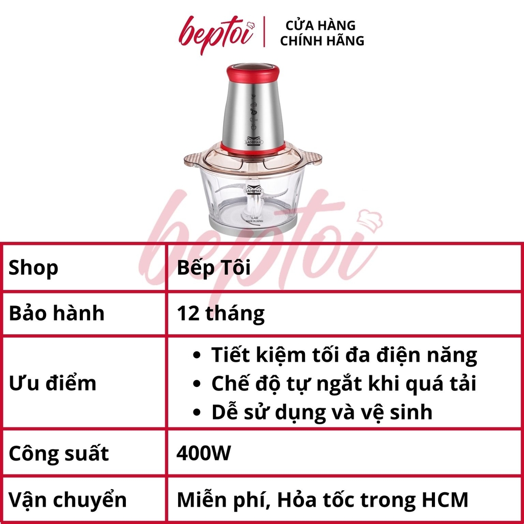 Máy xay thịt đa năng, cối thủy tinh Ladomax HA-333