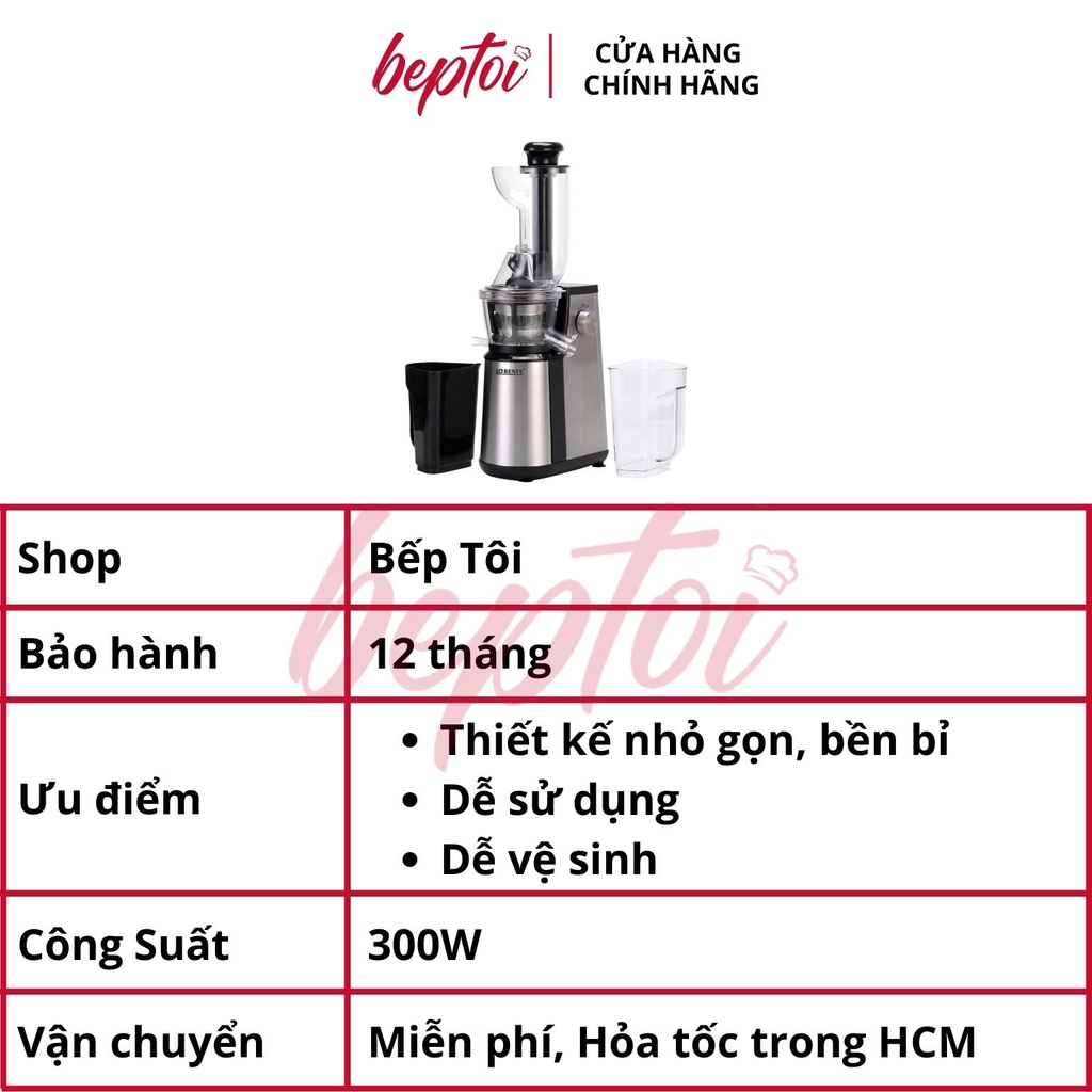 Máy ép chậm Lorente, máy ép trái cây hoa quả tốc độ chậm LT - 200 Công suất 300W