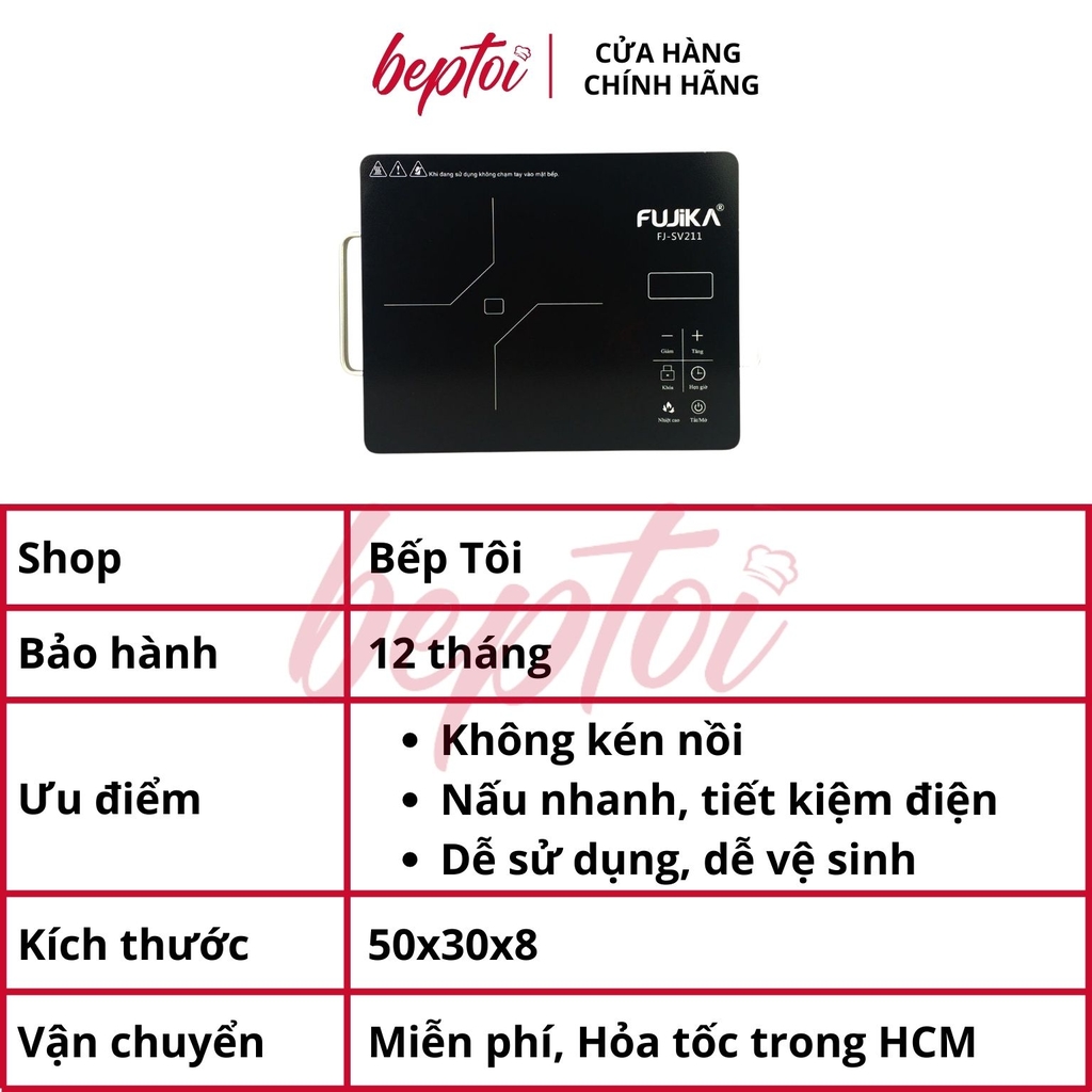 Bếp hồng ngoại đơn Fujika FJ-SV-211, bếp hồng ngoại cảm ứng FUJIKA mặt kính ceramic công suất 2000W