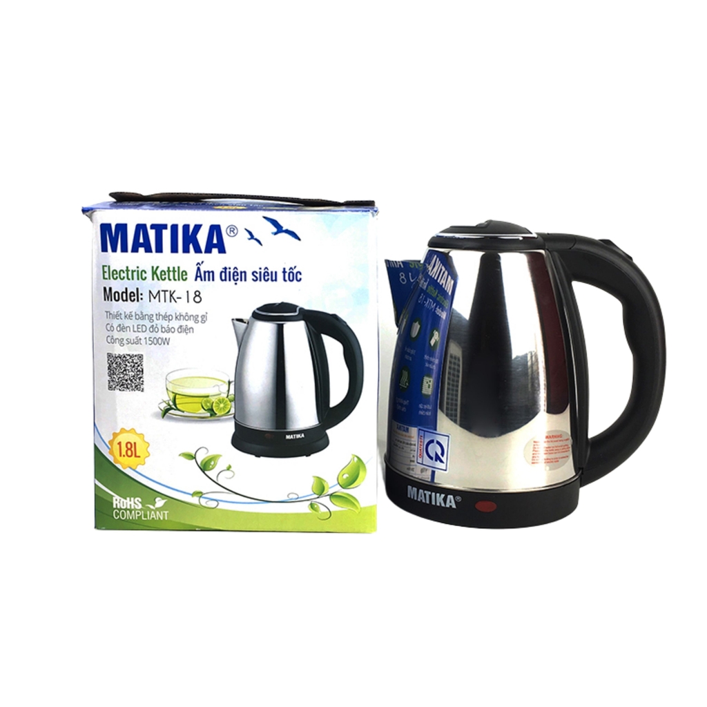 Bình đun siêu tốc, ấm siêu tốc Matika MTK-18 dung tích 1,8L đun nước siêu nhanh