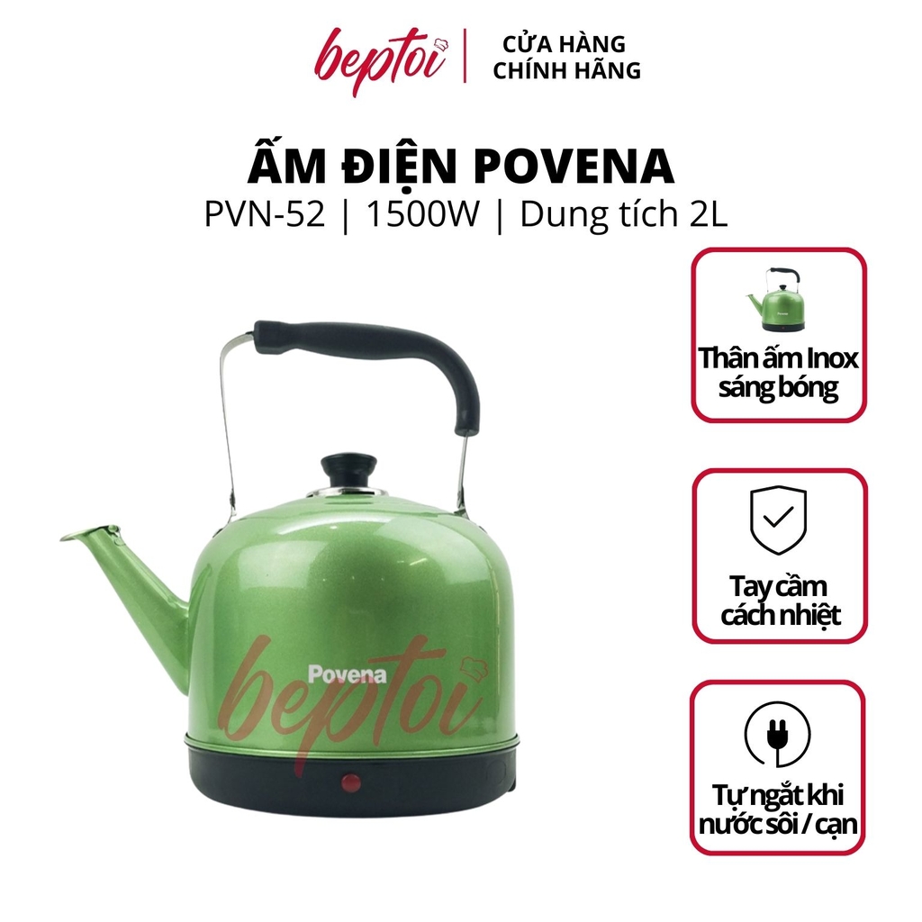 Ấm siêu tốc Inox dung tích 5L Povena PVN-52 Màu Xanh