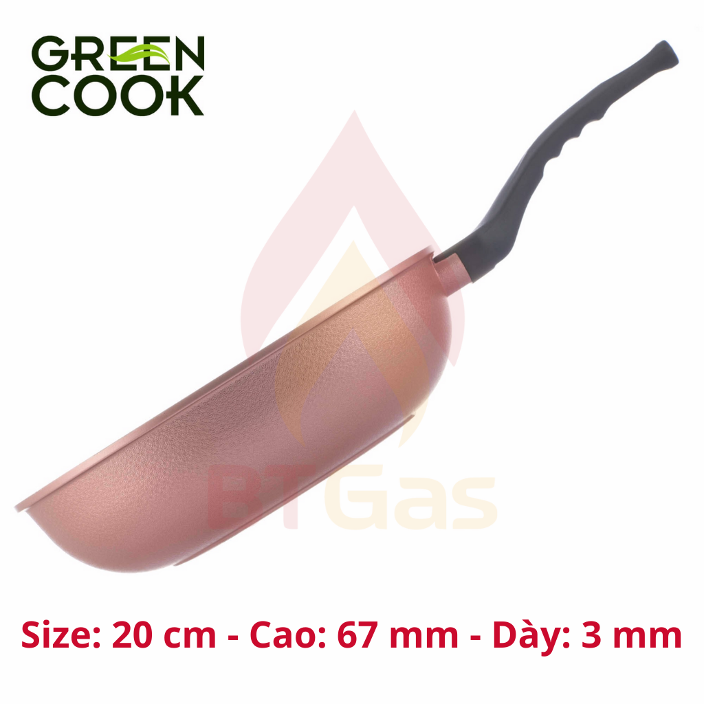Chảo chống dính men đá ceramic đáy từ Green Cook GCP05-IH màu hồng công nghệ 7 lớp chống dính Hàn Quốc