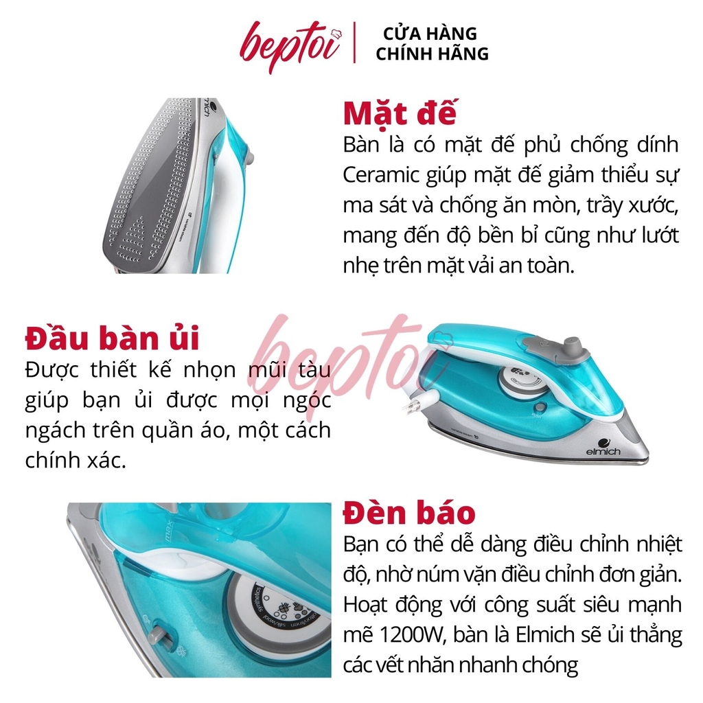 Bàn ủi điện Elmich công suất 1100W, Bàn là hơi nước Elmich SIE-3438