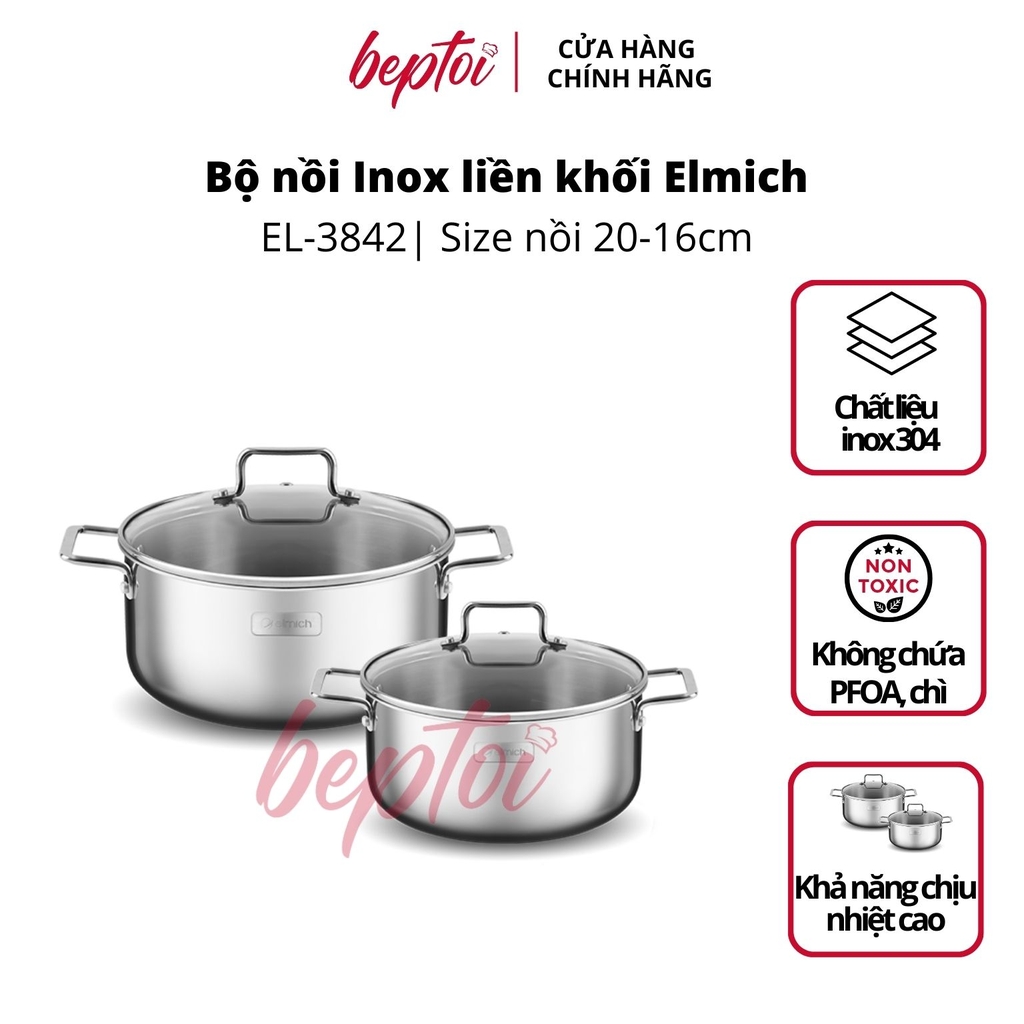 Nồi bếp từ inox liền khối Elmich Trimax XR EL-3842 size 16, 20cm