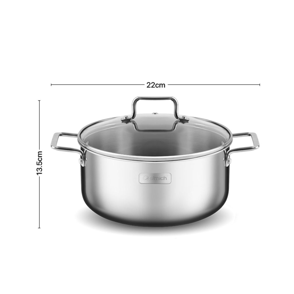 Bộ nồi bếp từ inox liền khối Elmich Trimax XR EL-8074 size 16, 20, 22cm