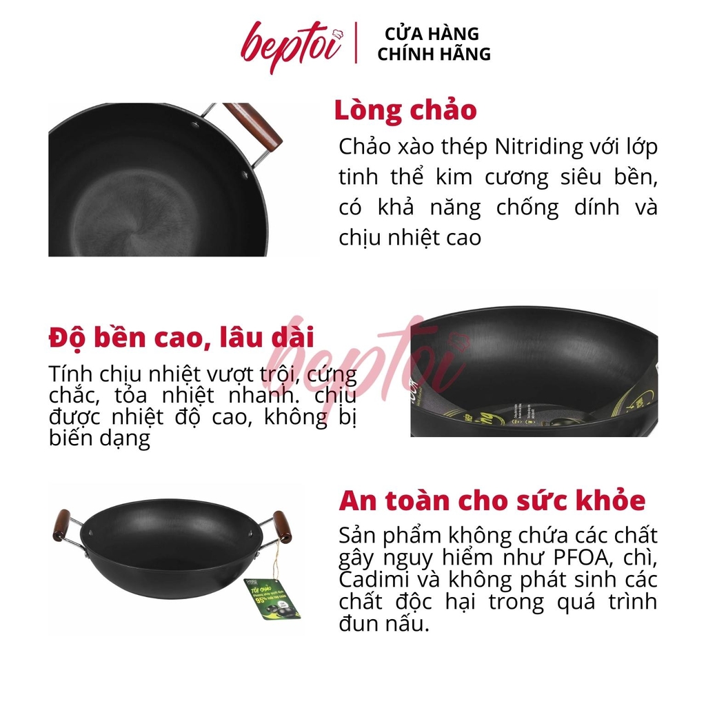 Chảo chống dính chảo sâu lòng Nitriding Green Cook GCW01 dùng được trên tất cả các loại bếp