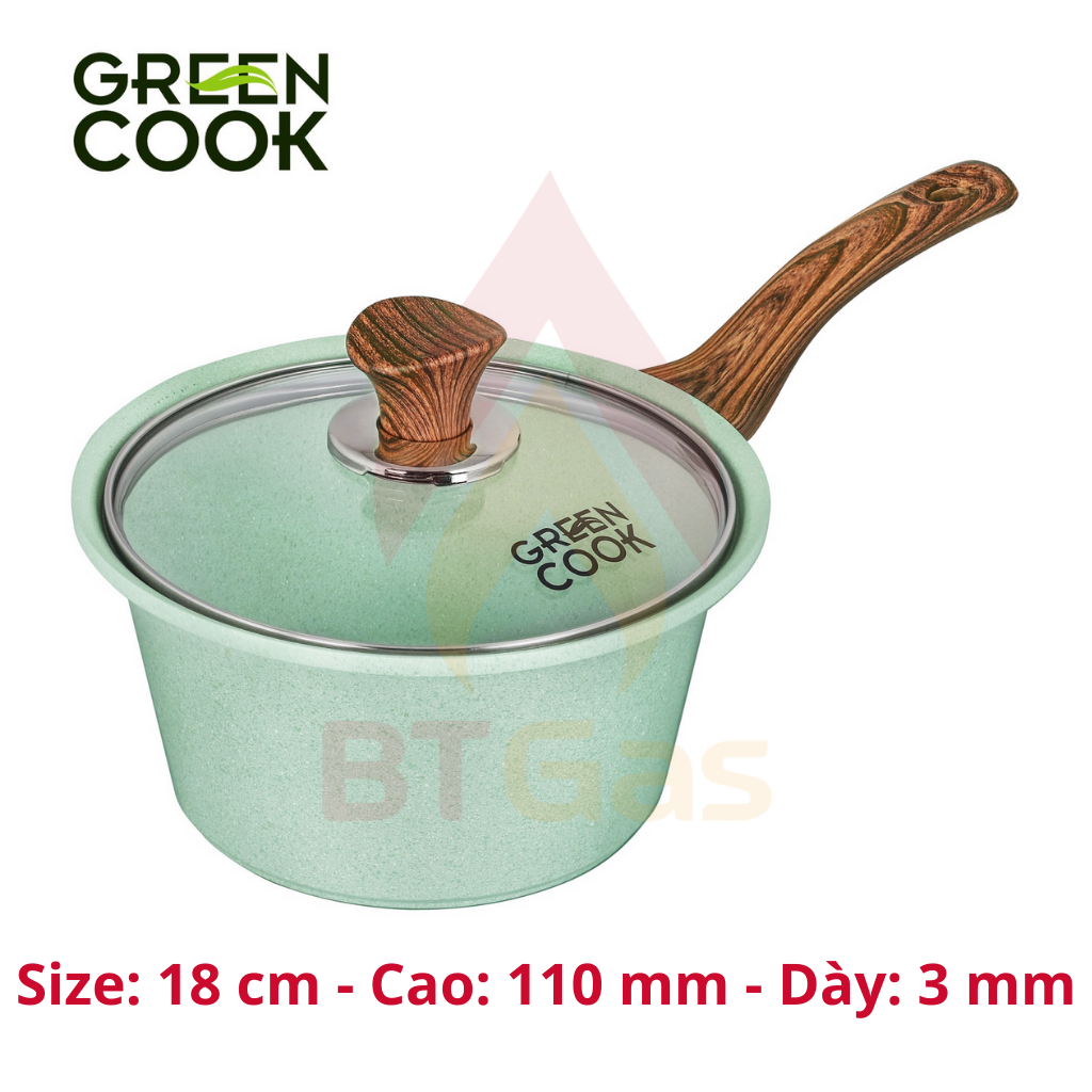 Nồi chống dính nồi bếp từ Green Cook, nồi chống dính đáy từ men đá xanh ngọc Green Cook GCS05