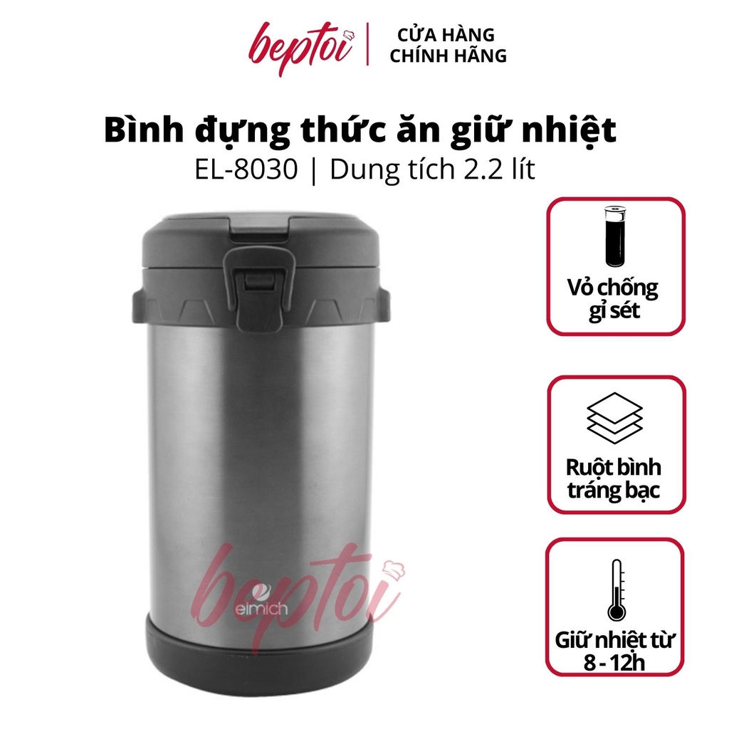 Bình giữ nhiệt đựng thức ăn Elmich EL8030 Inox 304 2.2 lít