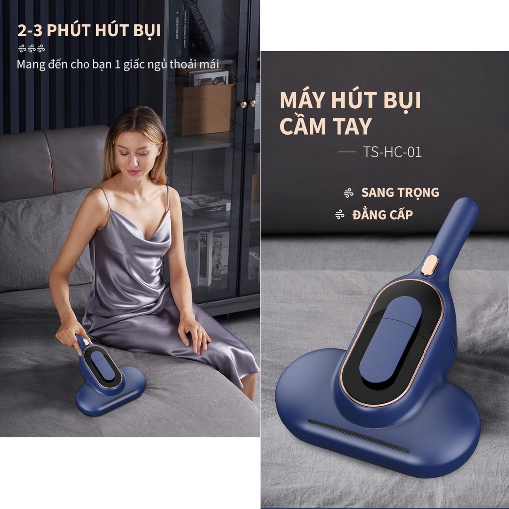 Máy hút bụi giường nệm diệt khuẩn UV TSUKI TS-HC01, dây dài 3,5 mét, lực hút 10.000 Pa