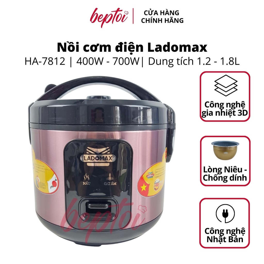 Nồi cơm điện nắp gài Ladomax, nồi cơm điện mini công suất 500W - 700W, dung tích 1.2L - 1.8L HA-78 Series