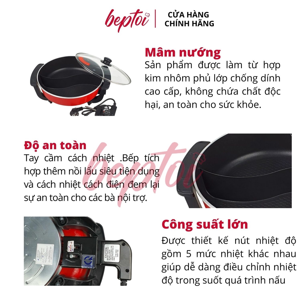 Nồi lẩu điện 2 ngăn dung tích 5L Hayasa HA-692