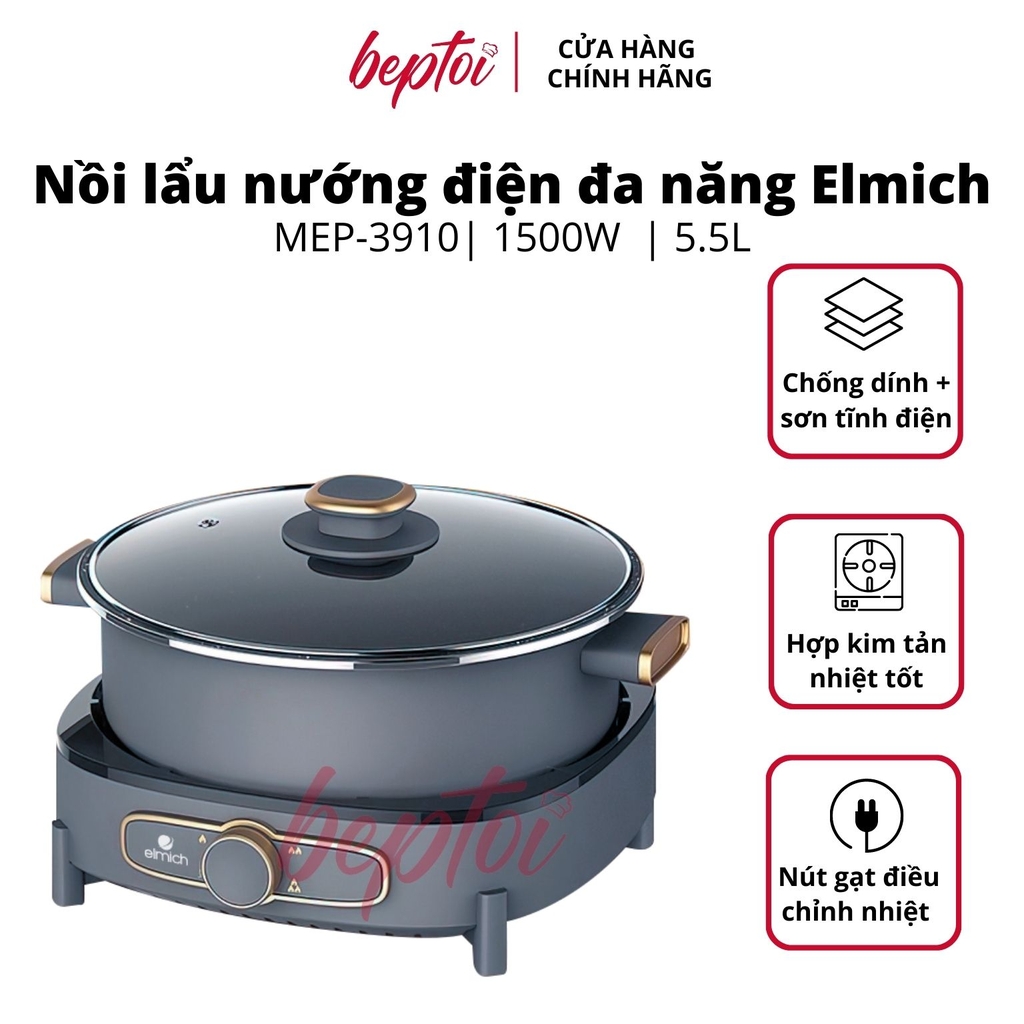 Nồi lẩu điện nướng đa năng Elmich 5.5L MEP-3910