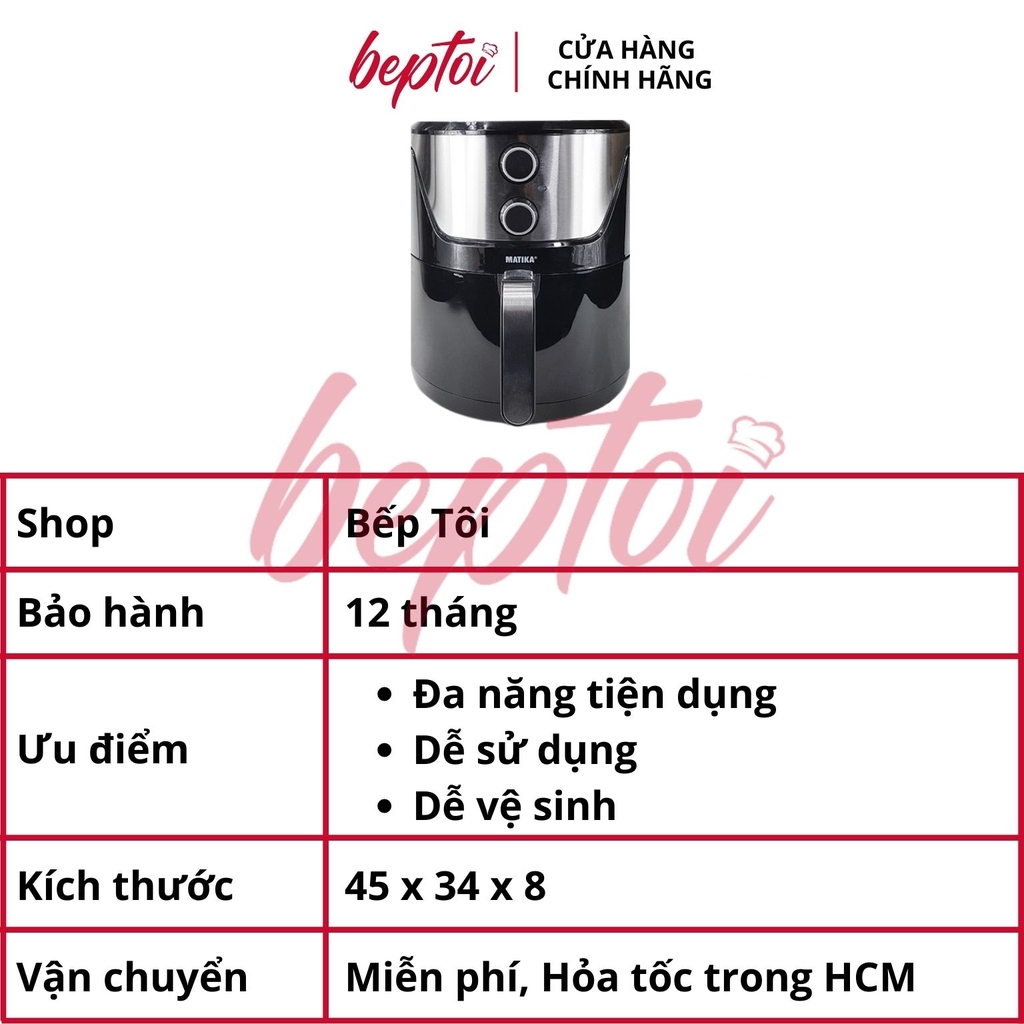 Nồi Chiên Không Dầu Cơ 6L Matika MTK-9160 / Hàng Việt Nam Chất Lượng Cao