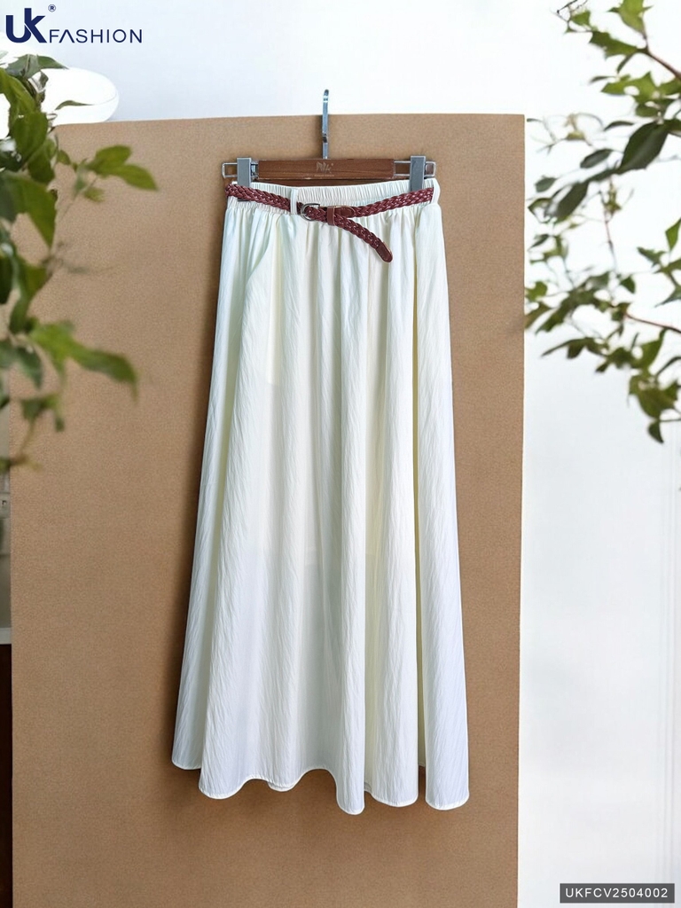 Chân váy đũi nhún cạp kèm đai UKFCV2504002