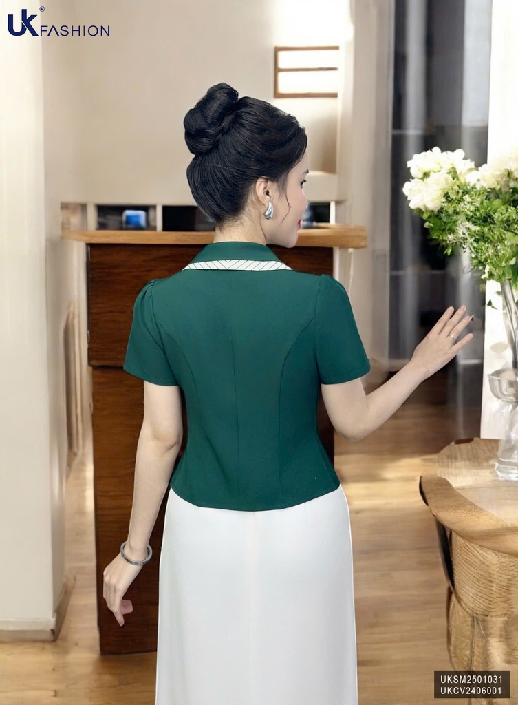 Áo Sơ Mi Ôm Vừa Phối Kẻ Kiểu UK Fashion Công Sở Nữ Thanh Lịch, Nữ Tính Vải Mềm Mịn UKSM2501031