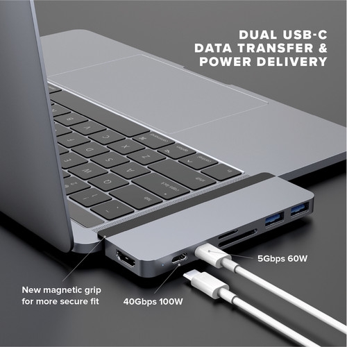 Cổng Chuyển Hyper Drive Duo 7-IN-2 (Version 2) HDMI 4K60HZ With Cable Usb-C For Macbook/iPadPro/Laptop -HD28C-Gray