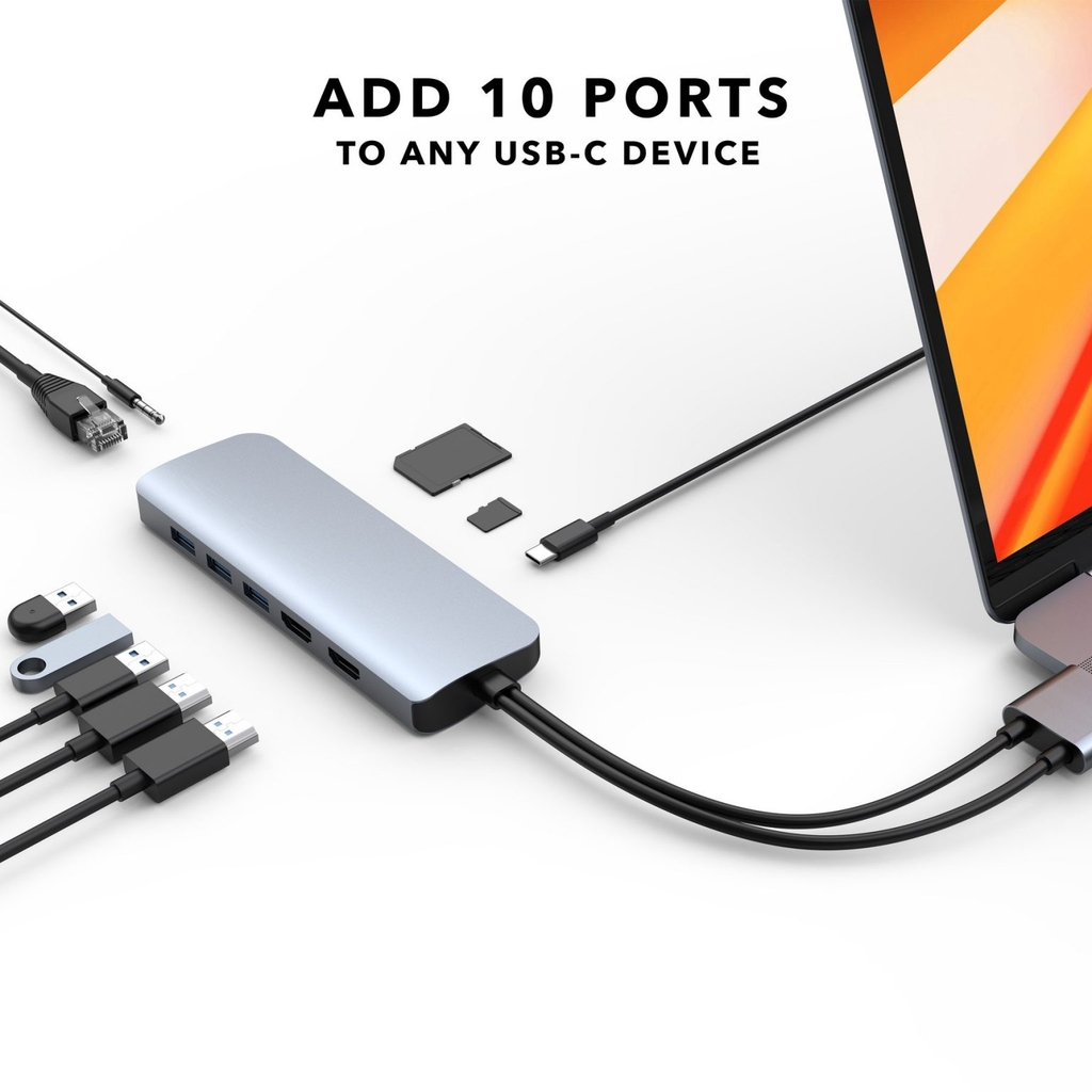 Cổng Chuyển Hyper Drive Viber 10-In-2 4K60HZ Usb-C Hub For Macbook/iPadPro/Latop HD392