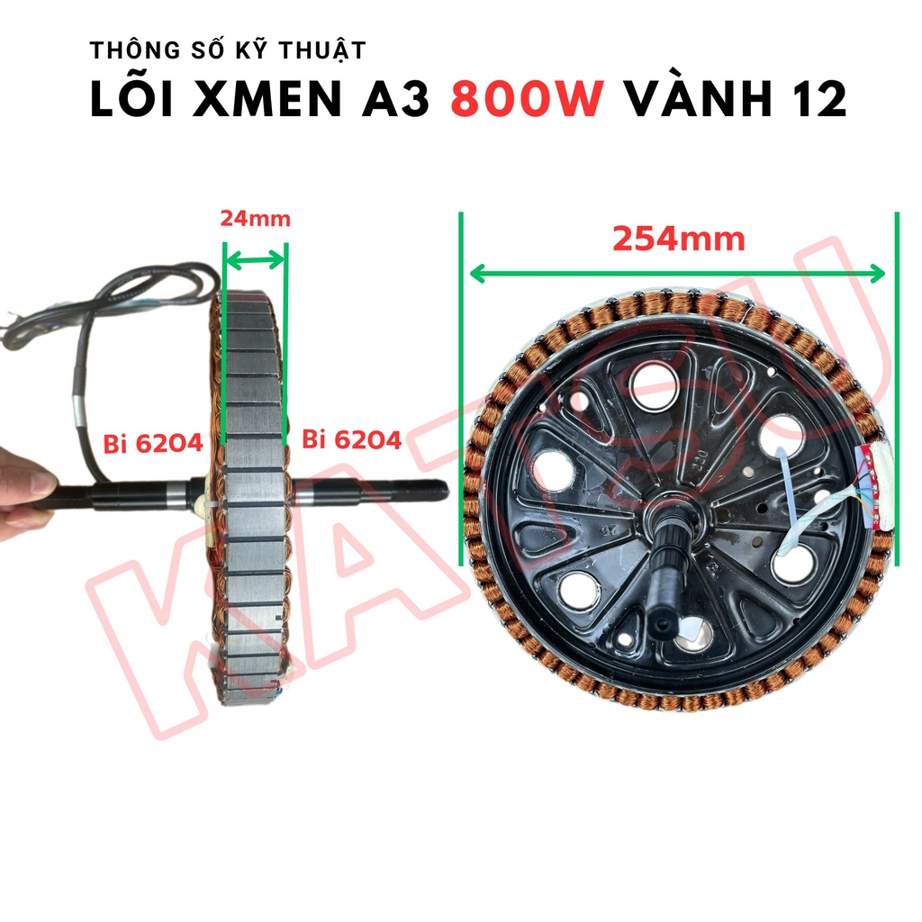 Lõi motor 800W - Vành 12 - Bi đều 6204