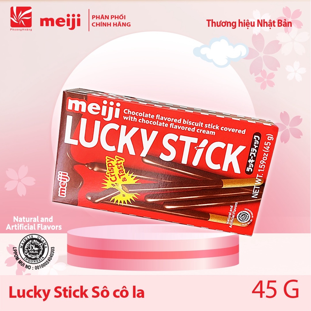 Bánh Que Lucky Vị Socola/Dâu/Socola & Cà Phê Meiji Chocolate/Strawberry Stick/Chocolate & Coffee 38g/45g Nhật Bản